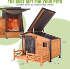 GUTINNEEN Heated Dog House Outdoor Dog Kennel with Safe Heated Pad, Chew-Proof Metal Frame and Insulated Liner for Small to Medium Dogs, 44.6" L x 41.1" W x 32.9“H (Brown)
