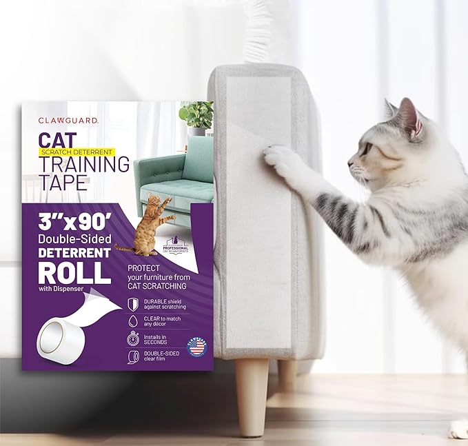 CLAWGUARD Cat Scratch Furniture Protector Tape Dispenser – Anti Scratch Cat Tape for Furniture, Couch Protector from Claws & Deterrent (XL)