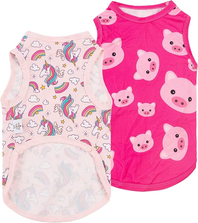 CuteBone Dog Shirts 2-Pack Soft Pet Clothes Breathable Summer Vest for Small Puppy and Stretchy Cat Apparel 2BX09M