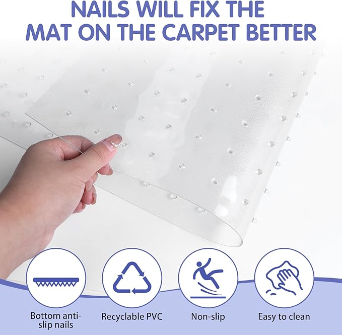 Eunice Carpet Protector for Pets, 15 in x 6.6 Ft Cat Carpet Protector for Doorway, Anti-Slip Cat Scratch Mat, Easy to Cut Plastic Stopper