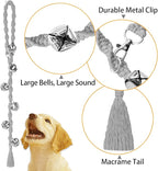Dog Bells to Go Outside & Puppy Potty Training, Adjustable Dog Door Bell Ring to Go Potty, Handmade with Premium Yarn. Twisted Style, LightGrey