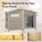 55''L Extra Large Dog House Outdoor Weatherproof, Wooden XL Dog Houses Kennel Breed with Waterproof Roof, Chew-Proof Iron Frame, Doghouse Pet Shelter Fits Small to Large Dogs