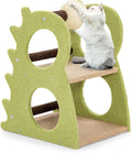 Tangkula Cute Cat Tree, Dinosaur-Shaped Cat Tower with Rotatable Sisal Scratching Ball, Soft Plush Fabric, Cat Climbing Stand, 2-Tier Modern Cat Tree for Small Indoor Cats (Green)