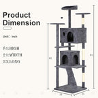 81" Multi-Level Cat Tree Tower with Scratching Posts - Space-Saving Design for Indoor Kittens Toys & Condo, Compact Floor Footprint & Vertical Space for Multi-Cat Homes-Dark Grey
