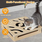 Upgraded 14-inch cat Clawing Box with Nail File, Jingler & Sandpaper - No Assembly Large Enrichment Pad for Cats Who Hate Claw Trimming Stressrelaxing Grooming Gift