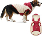 Fleece Lining Extra Warm Dog Hoodie in Winter for Large Dogs Jacket Pet Coats with Hooded,Beige and Red XL