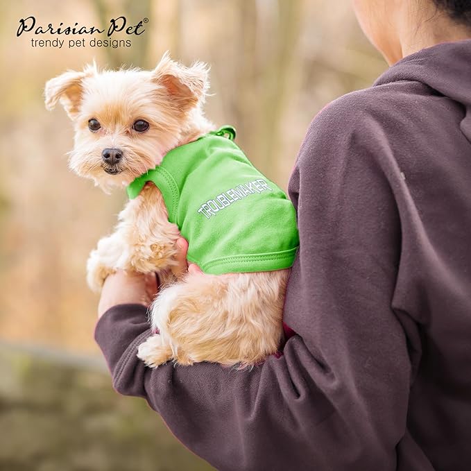 Parisian Pet Dog Shirt – 100% Cotton Shirts for Large Dogs – Green Sleeveless Puppy Clothes – Lightweight and Breathable Pet Apparel – Soft Funny Dog Clothes - Stretchy T Shirts for Dogs