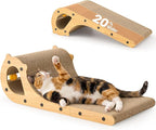 Cat Scratcher Bed, 2 in 1 Cardboard Scratching Board for Indoor Cats, Scratch Couch Lounge with Bell Ball Toy for Double-Sided Usability