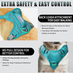 BARKBAY No Pull Dog Harness Large Reflective Dog Harness with Front Clip and Easy Control Handle for Walking Training Running with ID tag Pocket(Ocean Blue,XS)