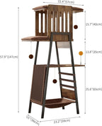 Modern Cat Tree 58-Inch Tower for Large Cats with Scratching Board, Extra Large Perch, Hammock & Removable Washable Pads, Multi-Level Cat Furniture for Bird Watching & Play, Walnut