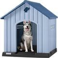 PUKAMI Large Dog House Outdoor Indoor, Plastic Dog House Weatherproof for Large Dogs, Sturdy Puppy Shelter with Air Vents and Elevated Floor, Easy Clean and Assemble (Blue, 37.2" D x 40" W x 40" H)