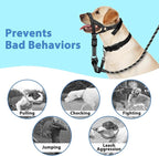 BARKLESS Soft Dog Head Collar, Patented Padded No Pull Head Halter, Training Nose Leash with Safety Link for Medium Large Dogs, Adjustable Muzzle Leash, Easy Control for Walking(Black, L)