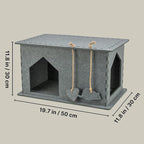 TRIXIE Lene Felt Cat Condo - Indoor Cat Furniture - Small Hideaway Cave with Hanging Toy and Jute Scratching Pads - Gray
