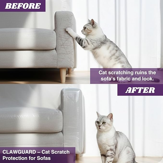 CLAWGUARD Cat Scratch Furniture Protector Tape Dispenser – Anti Scratch Cat Tape for Furniture, Couch Protector from Claws & Deterrent (XL)