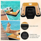 FBSPORT Inflatable Dog Boat Ramp Floating Dock Water Ladder for Pool, Boat, Non-Slip EVA Floating Ladder Pool Ramp for Dog Up to 220 LBs, Safe & Easy Access