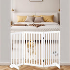 Freestanding Pet Dog Gate 36 Inch Foldable Fence Indoor 3 Panel Extra Wide Wooden Dog Door for Stairs Hallways Doorways