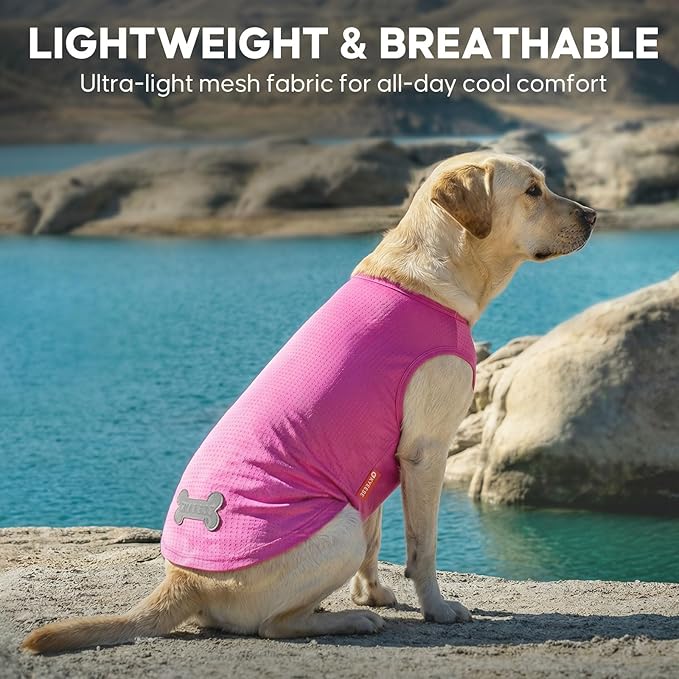 KYEESE 2Pack Dog Shirt, Lightweight Sun Protection Dog T Shirts for Medium Large Dogs Girl, Breathable Mesh Tank Top Sleeveless Pet Reflective Vest, Soft Summer Dogs Clothes, Ice Pop+Pink, 2XL
