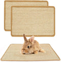 PODOO Bunny Scratch Pads, Sisal Rabbit Scratching Pad, Natural Rabbit Resting Mats for Cages, Forage Grass Mat Indoor Essentials Accessories for Guinea Pig Cat (2Pcs, 15.7x11.8 inches)