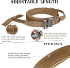 Tactical Dog Collar with Handle - Military Adjustable Dog Training Collar Soft Nylon and Heavy Duty Metal Buckle for Medium Large Dogs - with Patch (Brown, Medium)