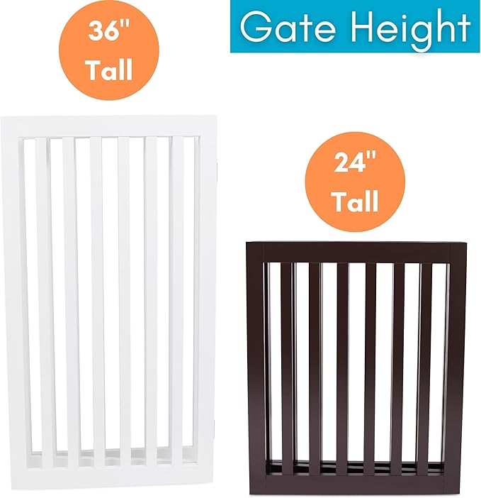 INTERNET'S BEST Dog Gate Indoor Freestanding Pet Barrier, Folding Wood Dog Fence, Extra Wide Doorway Puppy Gate, Indoor Animal Privacy Panel, Wooden Cat Fence - 4 Panel - 36", Espresso