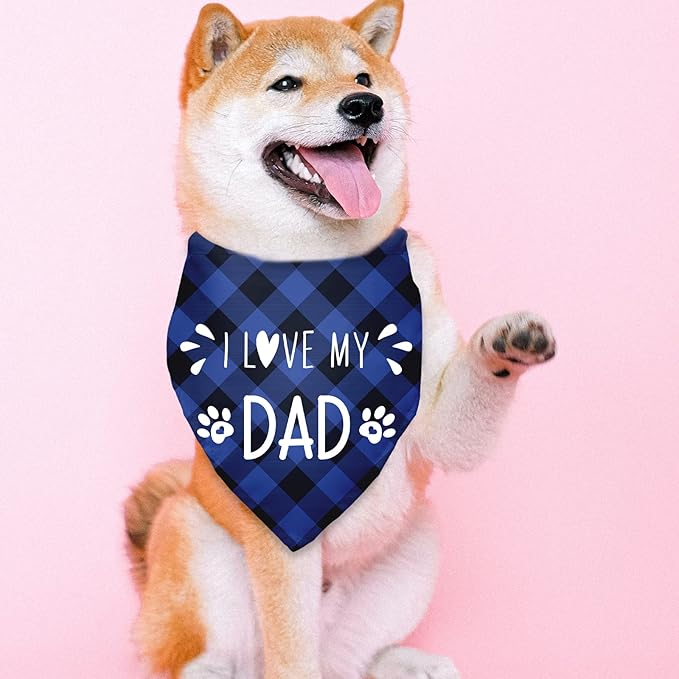 I Love My Dad Dog Bandana Gift for Dog Lover - Triangle Pet Scarf Decorations Accessories