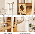 73-Inch Cat Tower for Multiple Cats, Cat Tower for Large Cats, Slim, Stable, Freestanding, Popular,Prevents Cats from Falling, Space Saving, Wooden Cat Tree. 20lb (8782)