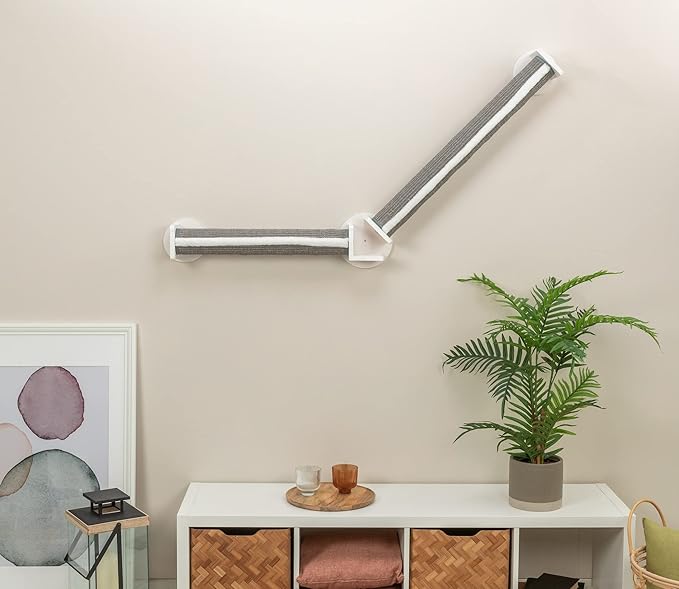 Trixie Cat Wall Furniture Set 4 - Cat Wall Scratcher, Climbing Shelves - 2 Sisal Rope Scratching Posts - Elevated Shelf - Gray/White