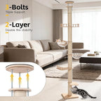 Floor to Ceiling Cat Tree 110-118 Inches Adjustable, Tall Cat Tower with 6 Sisal Scratching Posts & Triple Bolt Lock, Multi-Level Cat Activity Center for Large Indoor Cats