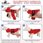 Queenmore Large Dog Sweater, Soft Fleece Vest Pullover Jacket With Leash Hole, Warm Winter Clothes for Cold Weather, Dachshund Sweater for Large Dogs Cats Boy or Girl (Red, L)