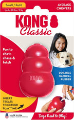 KONG Classic Stuffable Dog Toy - Fetch & Chew Toy for Dogs - Treat-Filling Capabilities & Erratic Bounce for Extended Play Time - Durable Natural Rubber Material - for Small Dogs
