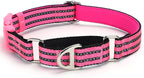 Martingale Collar for Dogs -Reflective Nylon Heavy Duty No Slip Choke Dog Collar with Padded Comfort Quick Release Buckle for Training, Walking & Overexcited Pulling Pink M