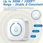 Soft Ring Dog Potty Bell for Training – Wht Wireless Dog Door Bell with 1000ft Range, LED Alert, 60 Tones, Waterproof Dog Bells to Go Outside – Bell for Dogs to Ring to Go Potty(2 Receivers & 1 Bell)