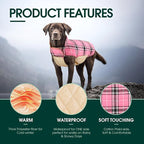 Kuoser Warm Dog Coat, Waterproof Dog Jacket for Extra Large Dogs, Adjustable Durable XXXL Doggie Winter Coat Reversible Puppy Cold Weather Apparel for Large Breed, Pink 3XL