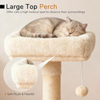 DORTALA Cat Tree for Indoor Cats, 44" Modern Cat Tower with Top Perch, Condo, Hammock, Sisal Scratching Posts, Dangling Balls, Platforms, Multi-Level Pet Climbing Furniture Playground (Beige)