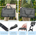 Cat, Dog Carrier for Pets up to 15 lbs, Soft-Sided Collapsible Pet Carrier with Upgraded Sturdy Base, Privacy Curtain and 2 Storage Bags, Cat Bag for Medium Cats and Small Dogs
