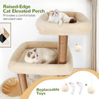 Globlazer 85 Inch Tall Cat Tree for Large Cats, Multi-Level Cat Tower for 4+ Cats with 3 Condos, 2 Hammocks & Sisal Posts, Heavy Duty Cat Tree Tower for Maine Coon, S85, Beige