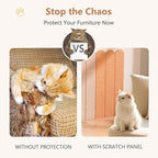 Cat Wall Scratcher, 35” Felt Cat Scratch Pad with Self-Adhesive Backing, Wall Mount Cat Scratching Mat for Indoor Cats, 3-Piece Pack Any Cut Combination (Grass Green)