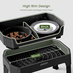 4-in-1 Elevated Slow Feeder Dog Bowls, 4 Height Adjustable Mess Proof Raised Dog Bowl Stand with No Spill Water Bowl, Stainless Steel Doggy Food Dish & Slow Feeder for Large Medium Small Pets
