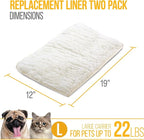 Sherpa Replacement Liners for Travel Pet Carriers - Soft Absorbent Cat & Dog Kennel Pad with Waterproof Backing, Machine Washable Crate Pads, 19x12.25in - 2 Pack, White, Large
