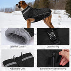 Dog Coat, Warm Dog Winter Coat for Small Dogs, Waterproof Jacket with Harness Built in, Reflective Turtleneck Cold Weather Coats with Zipper,Pet Fleece Vest Snow Jacket, Black S