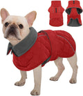 Kuoser Dog Jacket Warm Fleece Lined Dog Coats for Small Dogs, Waterproof Pet Coat Reflective Puppy Snowsuit with Harness Hole for Cold Weather Walking Hiking, Quilted Dogs Winter Vest, Red, S