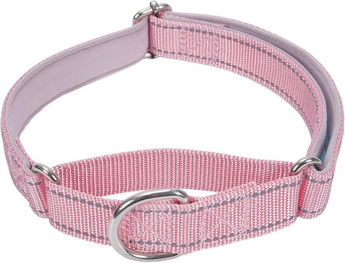 SGODA Martingale Dog Collar, Reflective Dog Training Collars for Large Dogs, Pink Large
