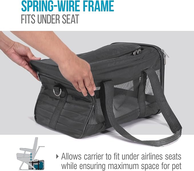 Sherpa Original Deluxe Travel Pet Carrier, Airline Approved & Guaranteed On Board - Charcoal Gray, Medium