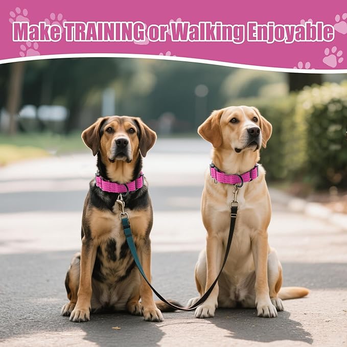 Martingale Collar for Dogs, Reflective Heavy Duty with Quick Release Nylon Buckle, No Pull Training Choker for Walking, Training, Hot Pink, M