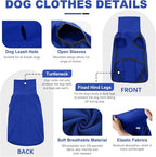 ROZKITCH Dog Fleece Vest with Leash Hole, Pet Windproof Warm Cold Weather Jacket Vest Cozy Jumpsuit Apparel Outfit Clothes for Walking Hiking Travel Sleep Blue 2XL