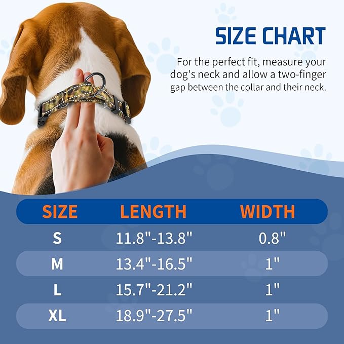 Kazazoo Reflective Martingale Collar for Dogs with Quick Release Buckle Adjustable Soft Durable Dog Collar for Small Medium Large No Pull Training Dog Collars-Camo M