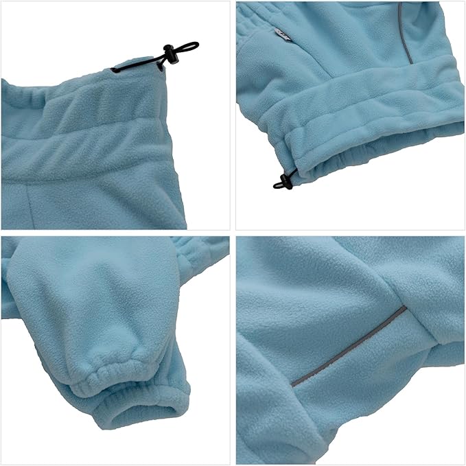 Warm Dog Coat, Windproof Dog Jacket for Small Medium Large Dogs, 4 Legged Fleece Dog Winter Coat Zippered Closure Dog Outdoor Jacket Turquoise XXXL