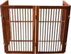 Urnporium Pet Dog Gate Freestanding, Strong Durable Folding Wooden Fence, Portable Acacia Hardwood Safety Barrier for Indoor & Outdoor Use (Brown Pet Gate, 4 Panel 30" Tall)
