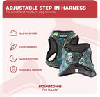 Downtown Pet Supply Step-in Dog Harness – No Pull, Adjustable Padded Mesh with Reflective Trim, Secure Buckle Strap – Comfortable & Breathable Small Dog Harness, Medium, Dinosaur