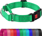 Joytale Martingale Collar for Dogs, Reflective Heavy Duty for Safety, Quick Release Buckle, Adjustable Nylon Collars for Large Dogs Walking Training, Green,L